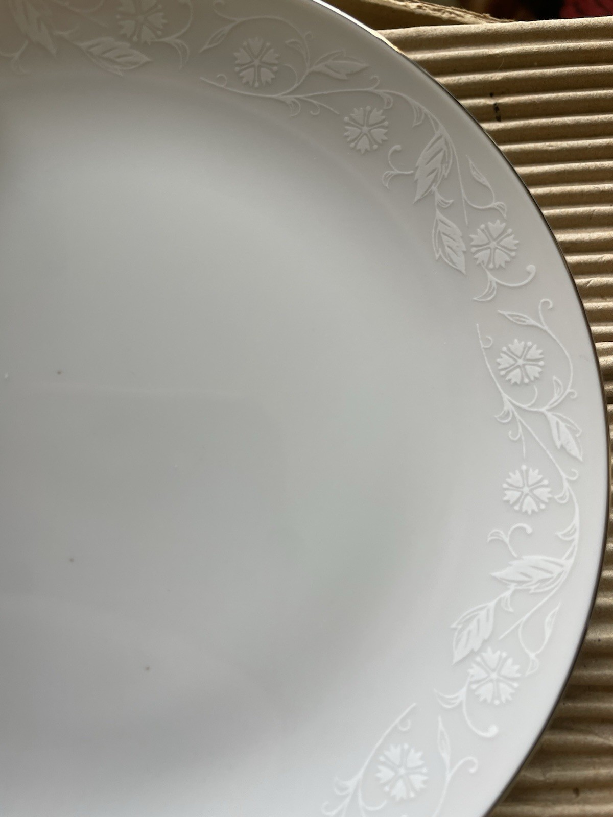 Seyei Bridal Lace (12) 6-3/8” DESSERT PLATES White Silver Fine China Japan NOS