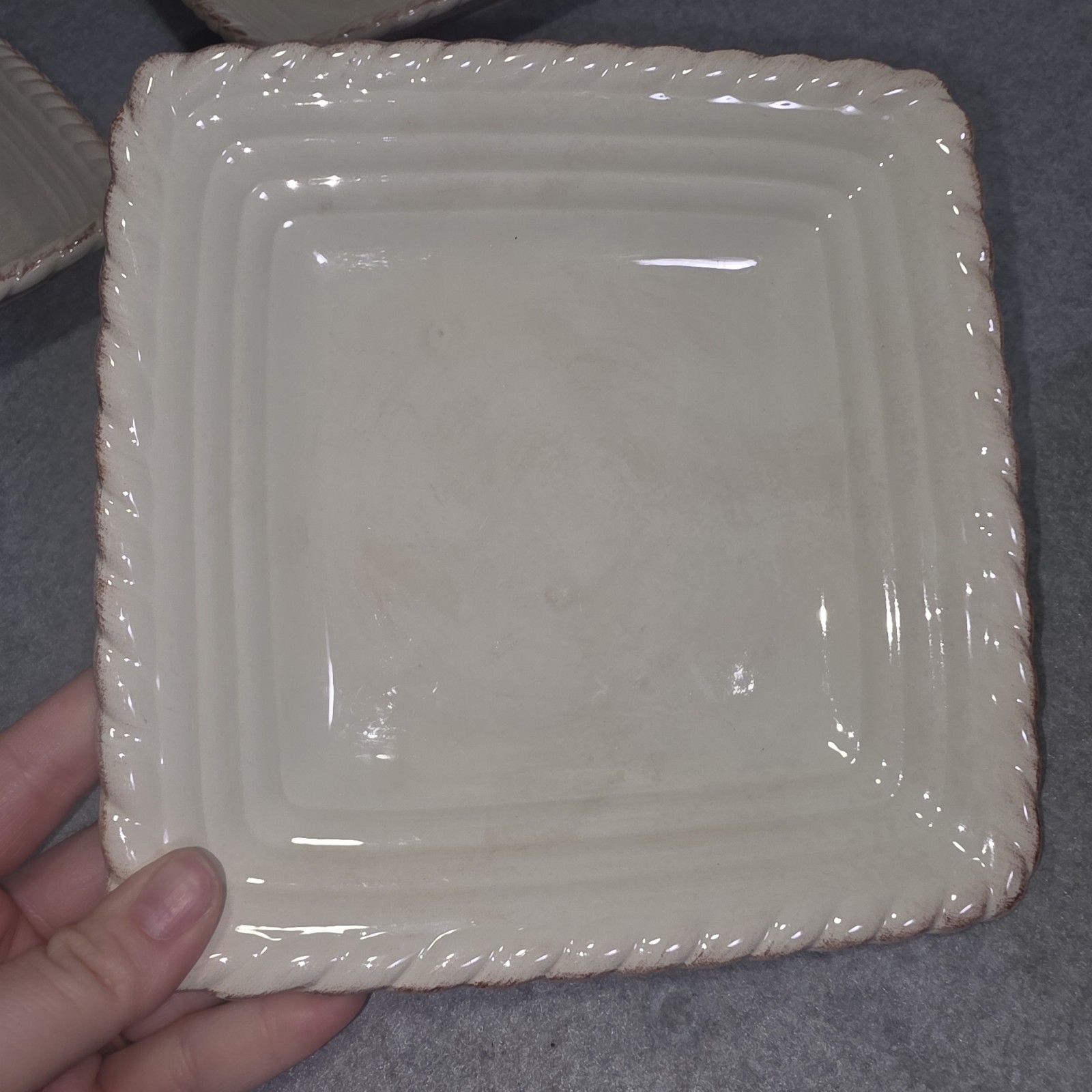 Artimino Tuscan Countryside Ivory/White Square Salad Plates 8″ Set of 6