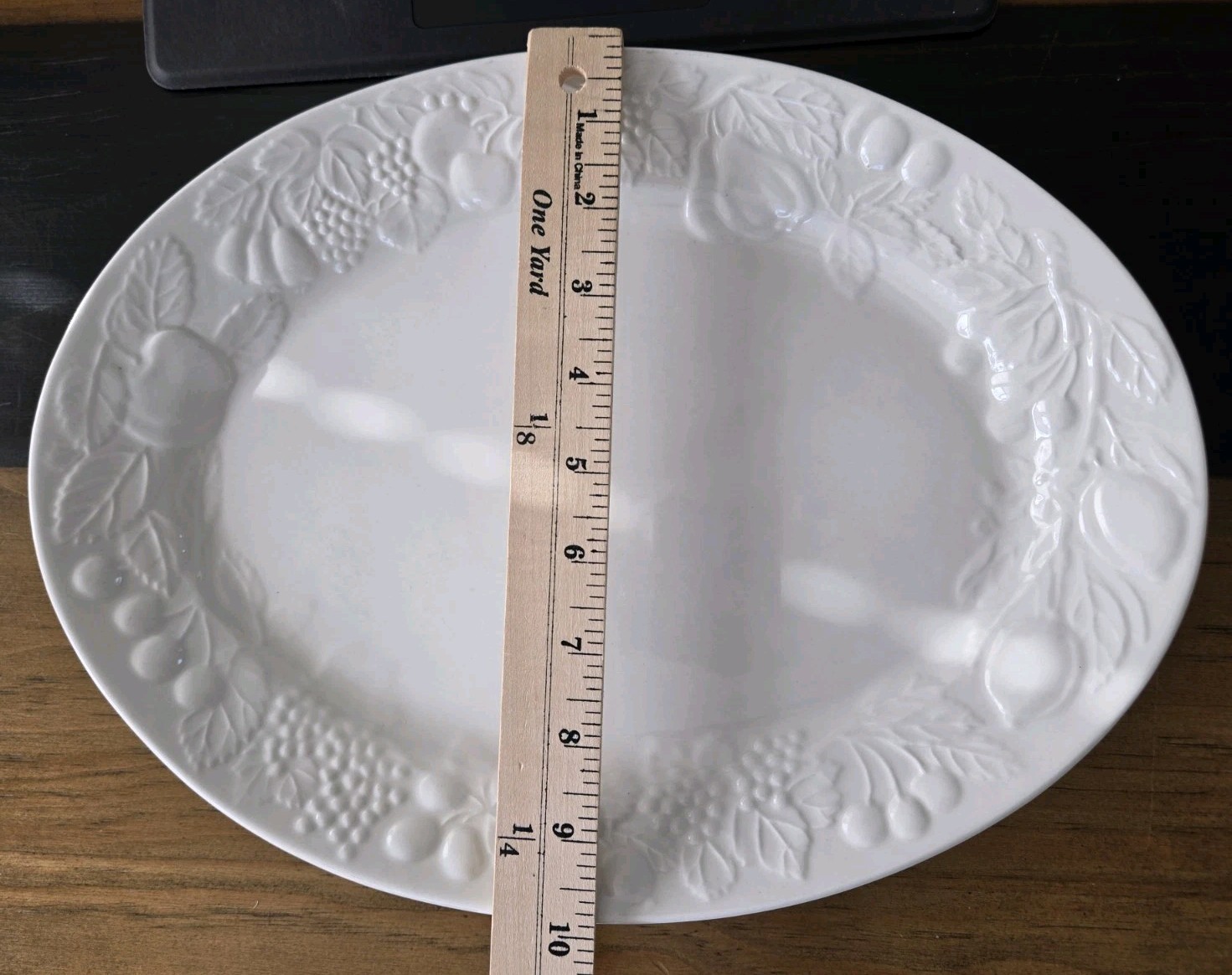 Gibson FRUIT China White Embossed Serving Platter Dishwasher/Microwave Safe