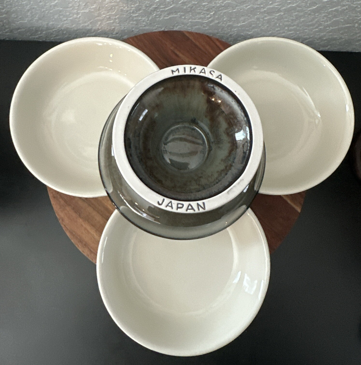 (4) Mikasa Japan Pottery Multicolor Grey Crudités Sorbet Dessert Footed Bowls