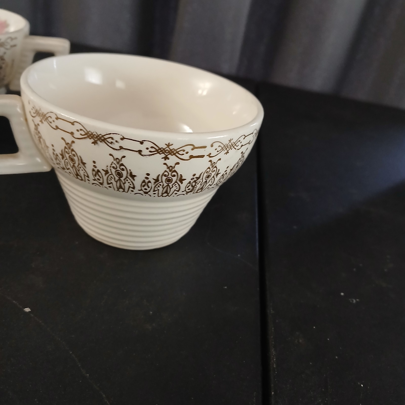 Vintage Triumph American Limoges Teacups set of 2 Norway Gold Floral