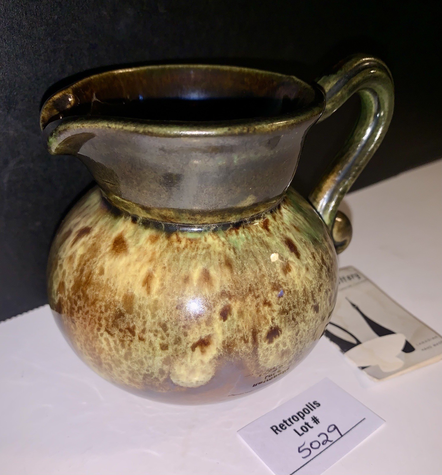 Drip Glaze Pottery CREAMER Pitcher Vintage Elwill