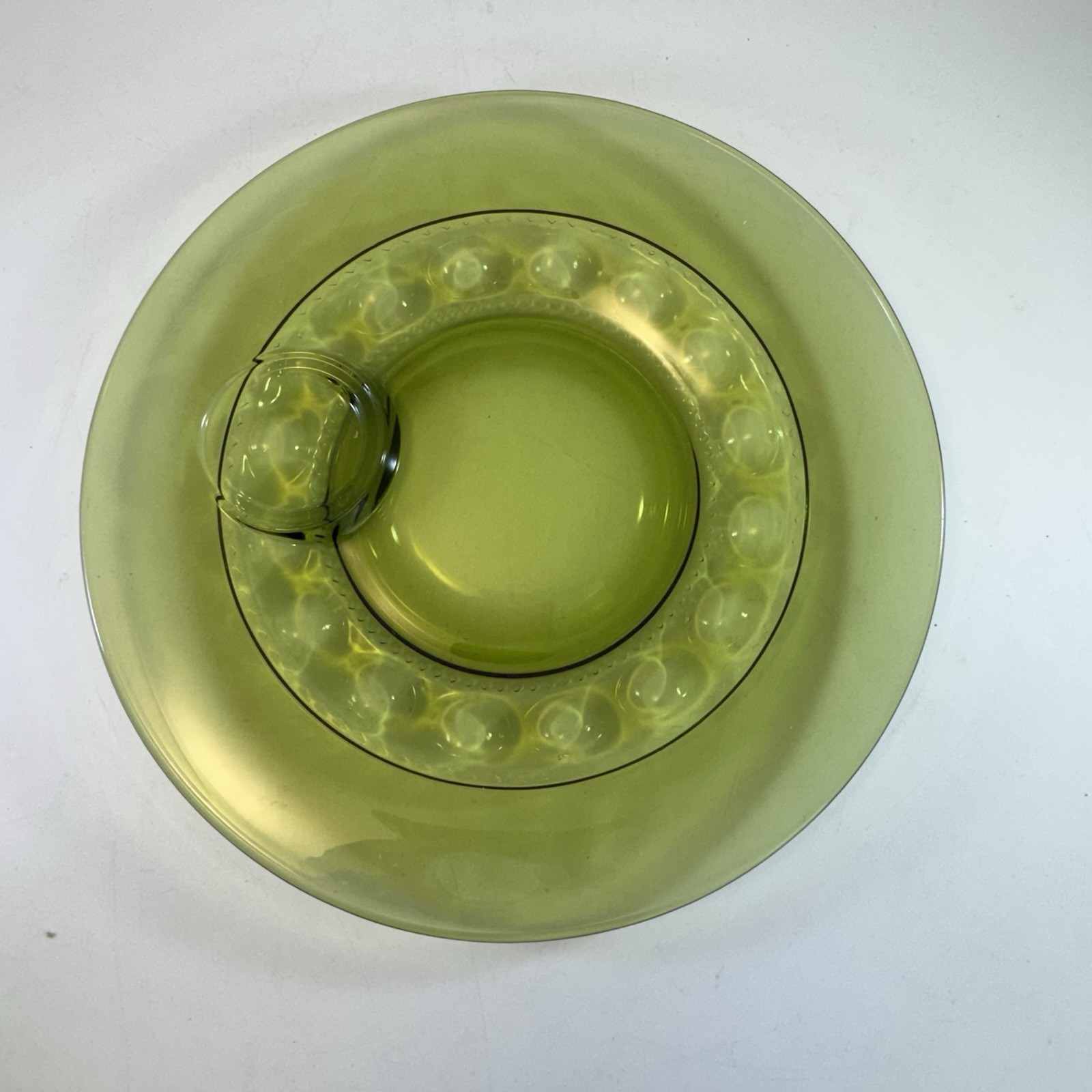 Vintage Indiana Glass Olive Green Thumbprint Cup & Saucer Set of 4 Kings Crown