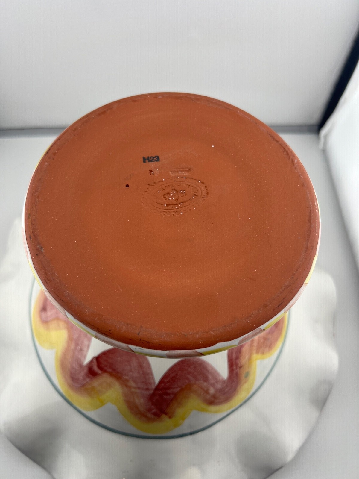 Vintage MacKenzie Childs Keukenhof Taylor Fluted Pedestal Compote Bowl