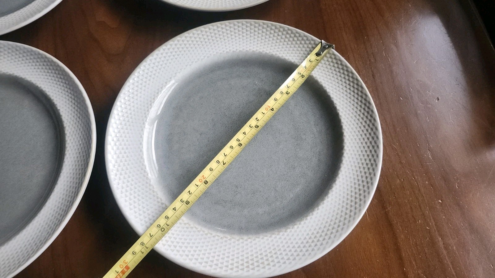 SET OF 4 Laurie Gates MONTEREY Gray Stoneware 10.75″ Dinner Plates