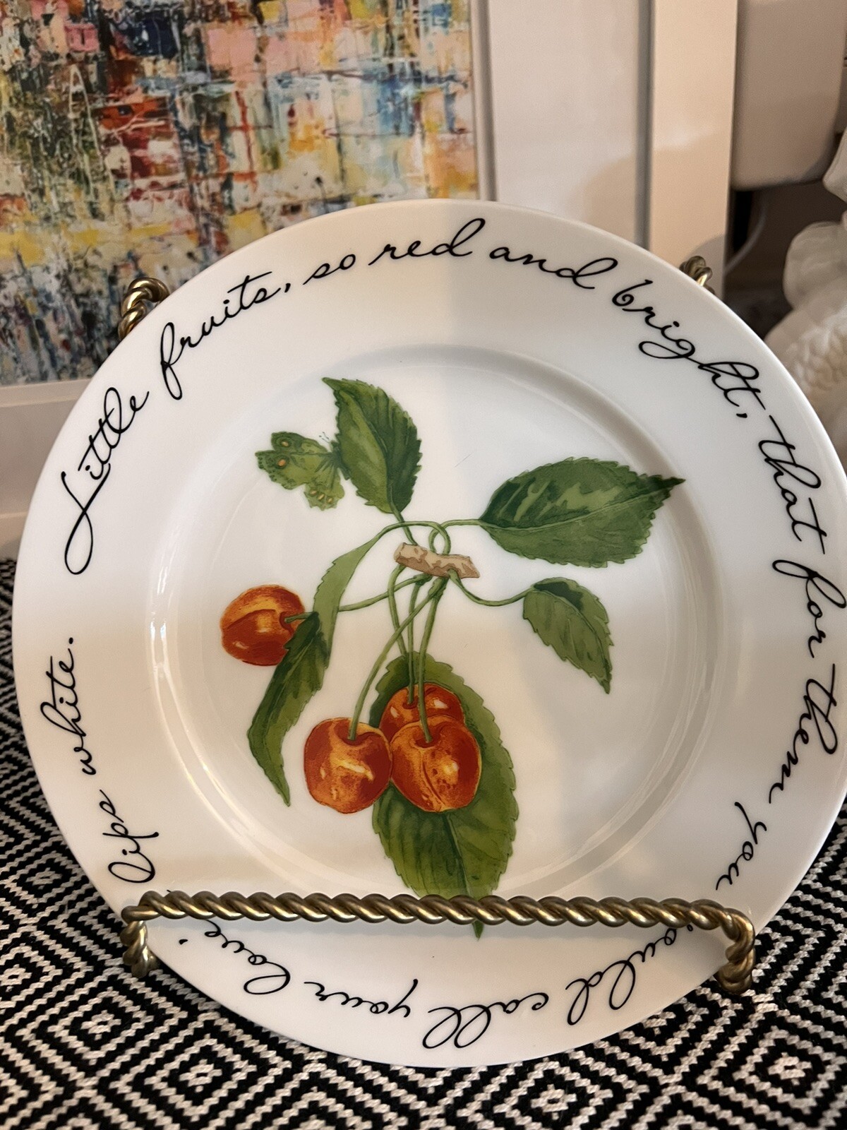 Williams Sonoma Orchard Suite John Donne White Salad 1 Plate Cherry Cherries