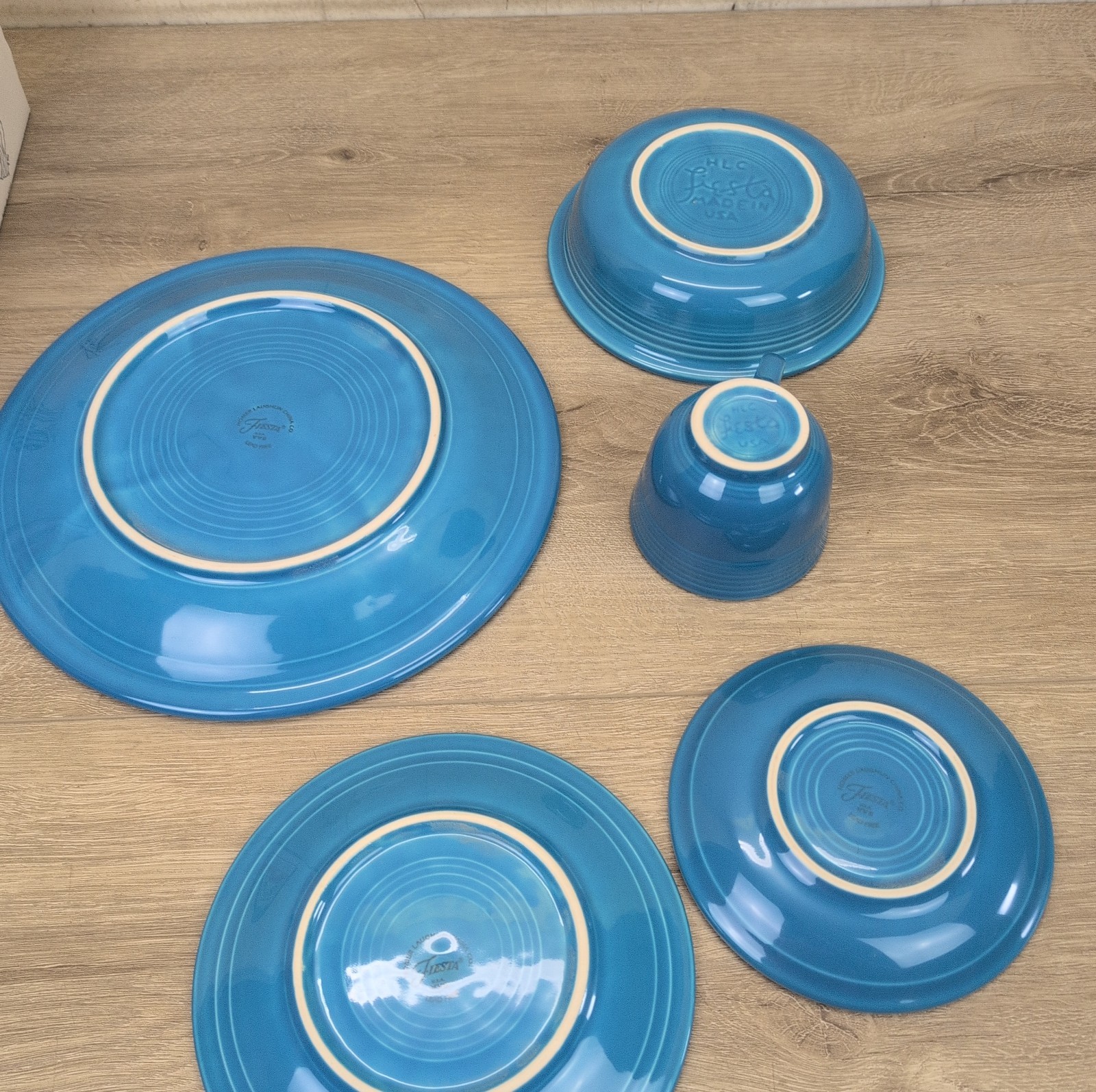 Fiesta by Homer Laughlin, Made In USA, 5 Pieces, In Retired Peacock Blue