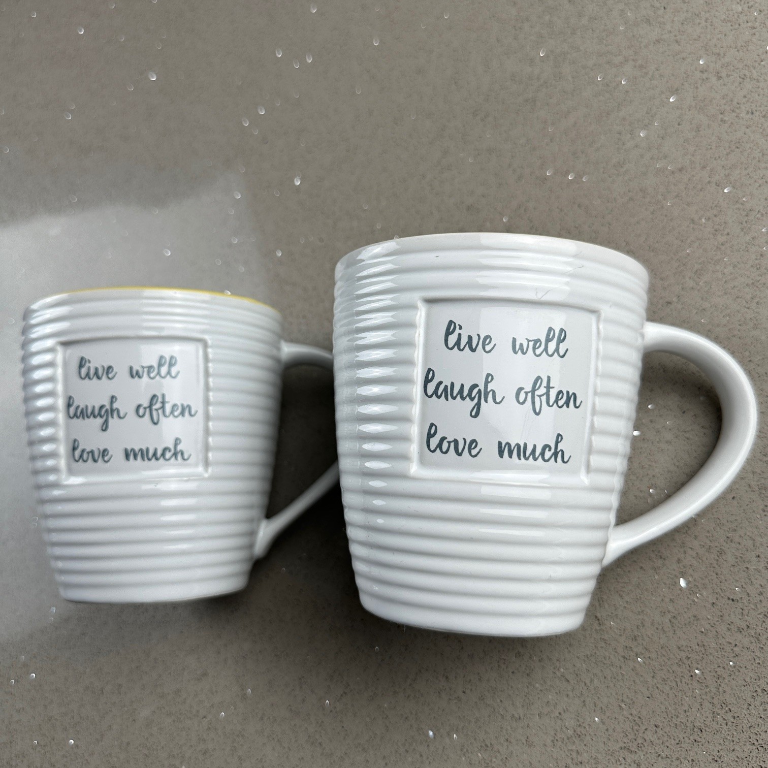 2 PACK The Old Pottery Company Inspirational Coffee Mug Live Well Laugh Often