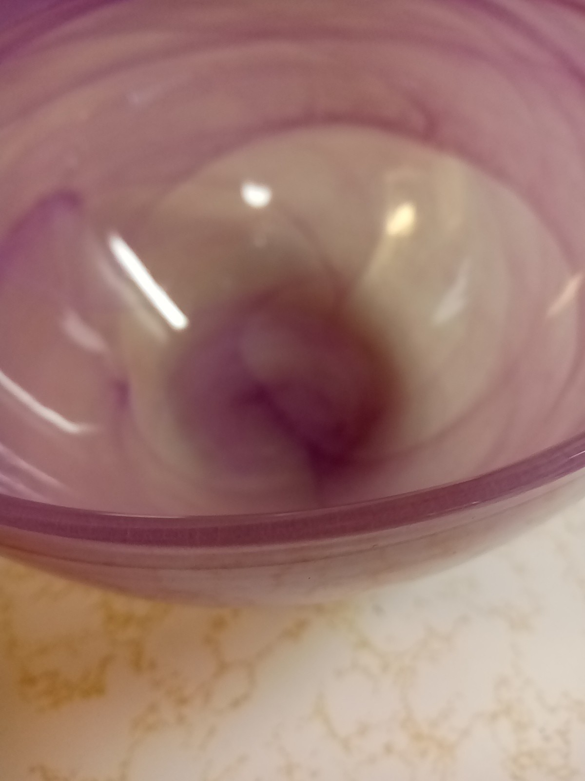 Lavender Swirl 6 1/4 Inch Glass Bowl. Vgc