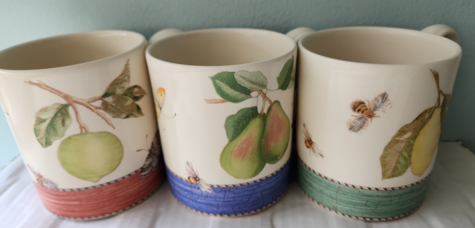 Wedgwood Queensware 1997 Sarah’s Garden Mugs–Lot of 3– Made in England/UK