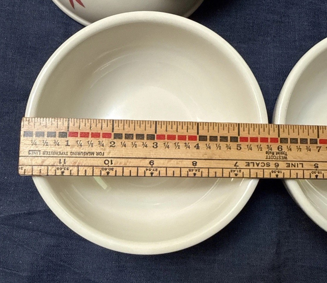 Syracuse China Hearts & Daisies Bowls Set of 4 Vintage 1958 Cereal 5.75″ SY438
