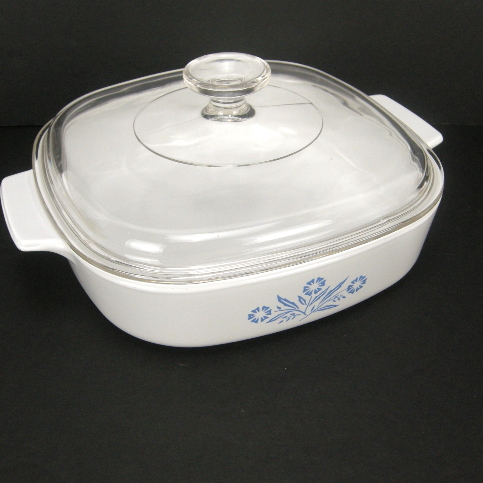 Corning Ware Blue Cornflower 1.75 Qt Casserole Dish Pyrex Lid Plastic Snap Cover