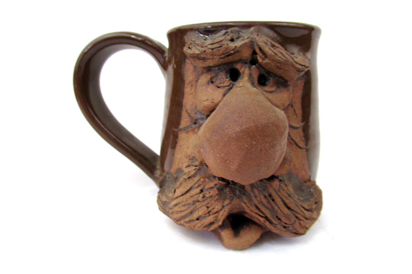 Studio Art Pottery 3D Funny Face Goofy Art Coffee Mug Signed Thorson 1991