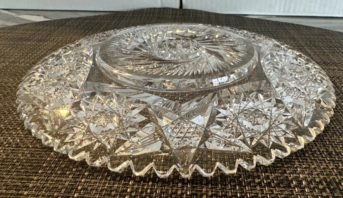 Antique ABP Brilliant Period Cut Glass 8 3/4”Serving Plate Circa 1905 – 1910