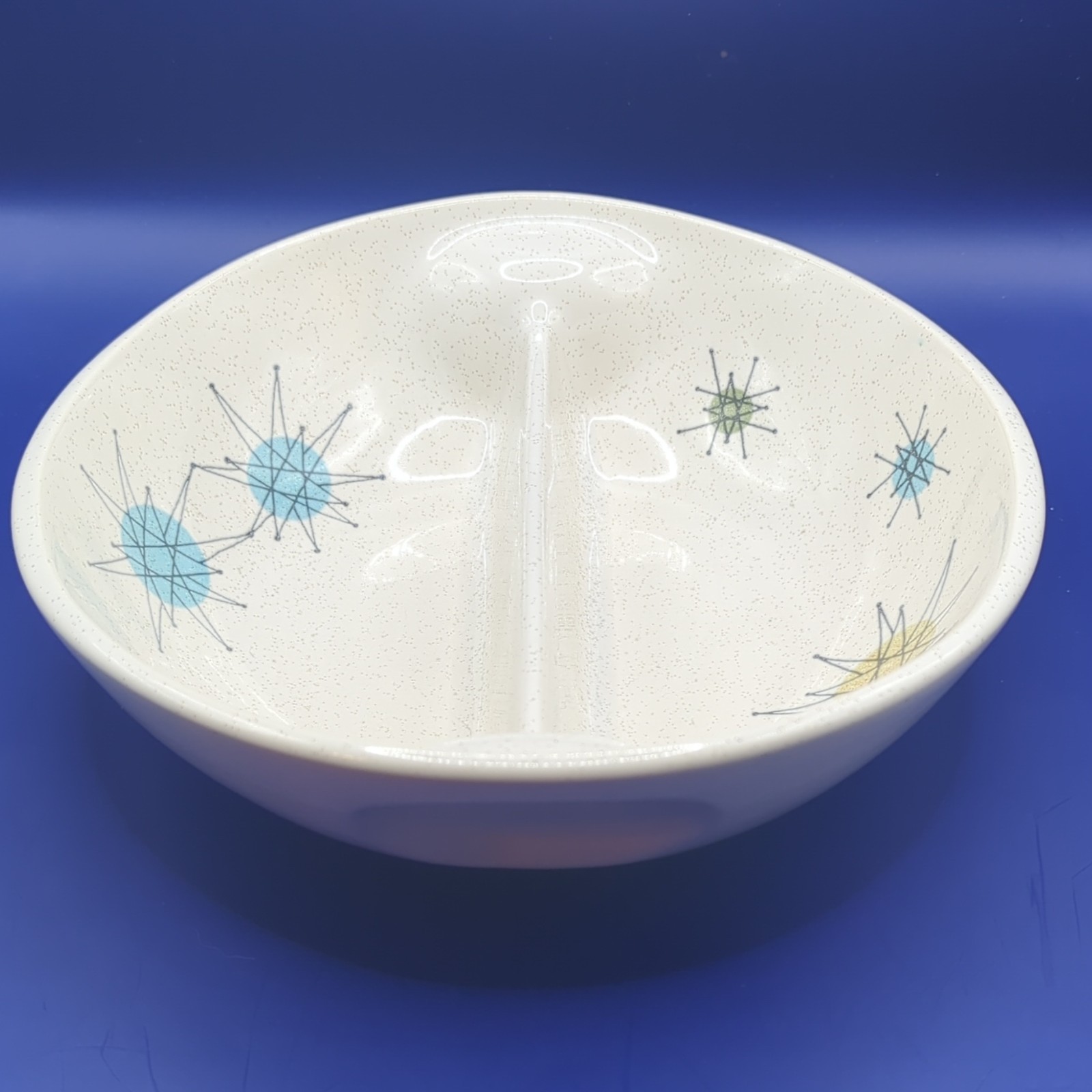 Midcentury Franciscan Starburst 8 1/4″ Divided Round Serving Bowl