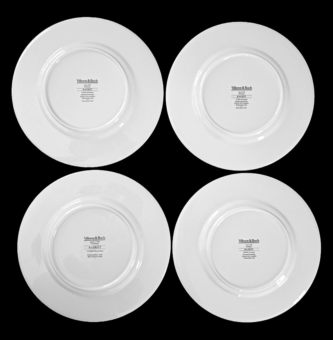 Set Of 4 Villeroy & Boch Basket Pattern Salad Plates 8.5″ Made In Germany