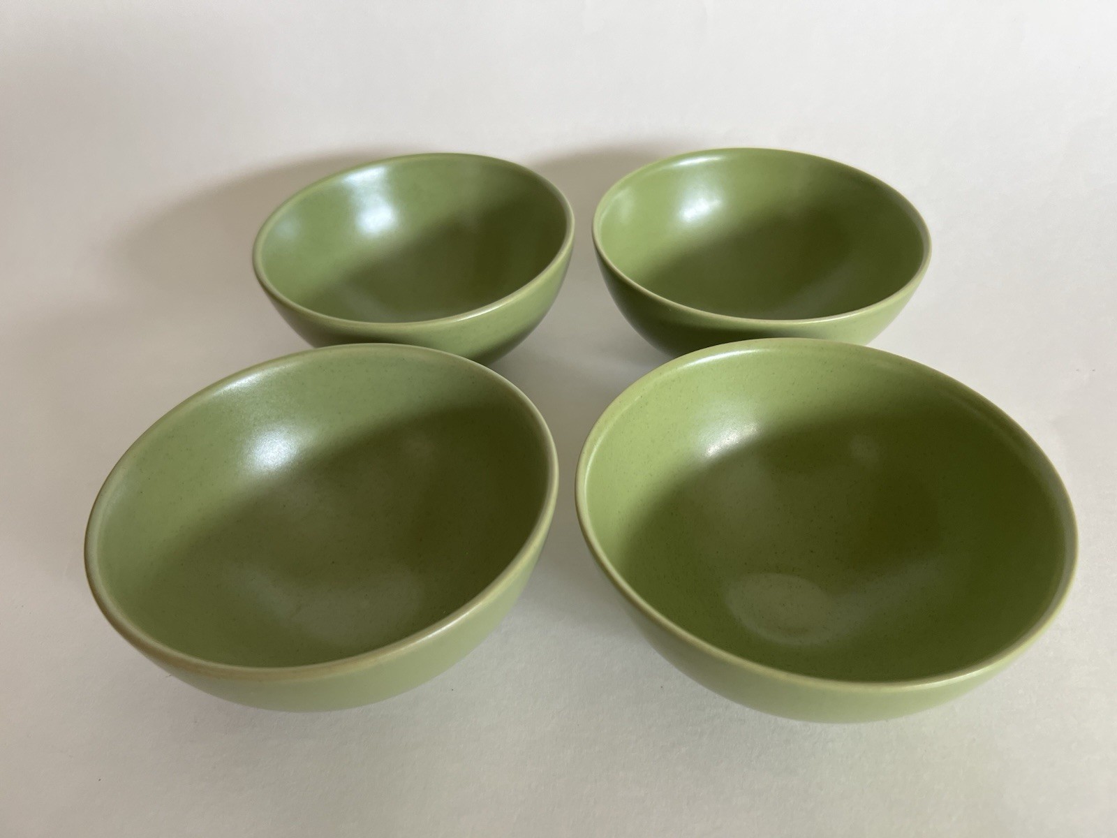 4 Hoganas Keramik Sweden Stoneware Small Bowls or Side Dish Olive Green 4.5″W