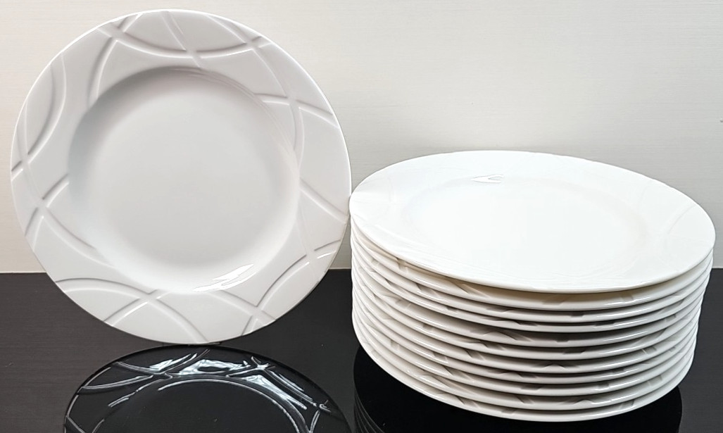 12 Lenox Vibe Salad Plate Set White Swirled Elegant Accent Table Dining Dish Lot