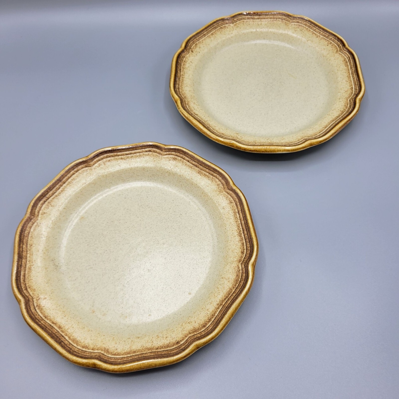 Vintage Mikasa Whole Wheat E8000 8″ Salad Plate Set Of 2 Stoneware Made In Japan