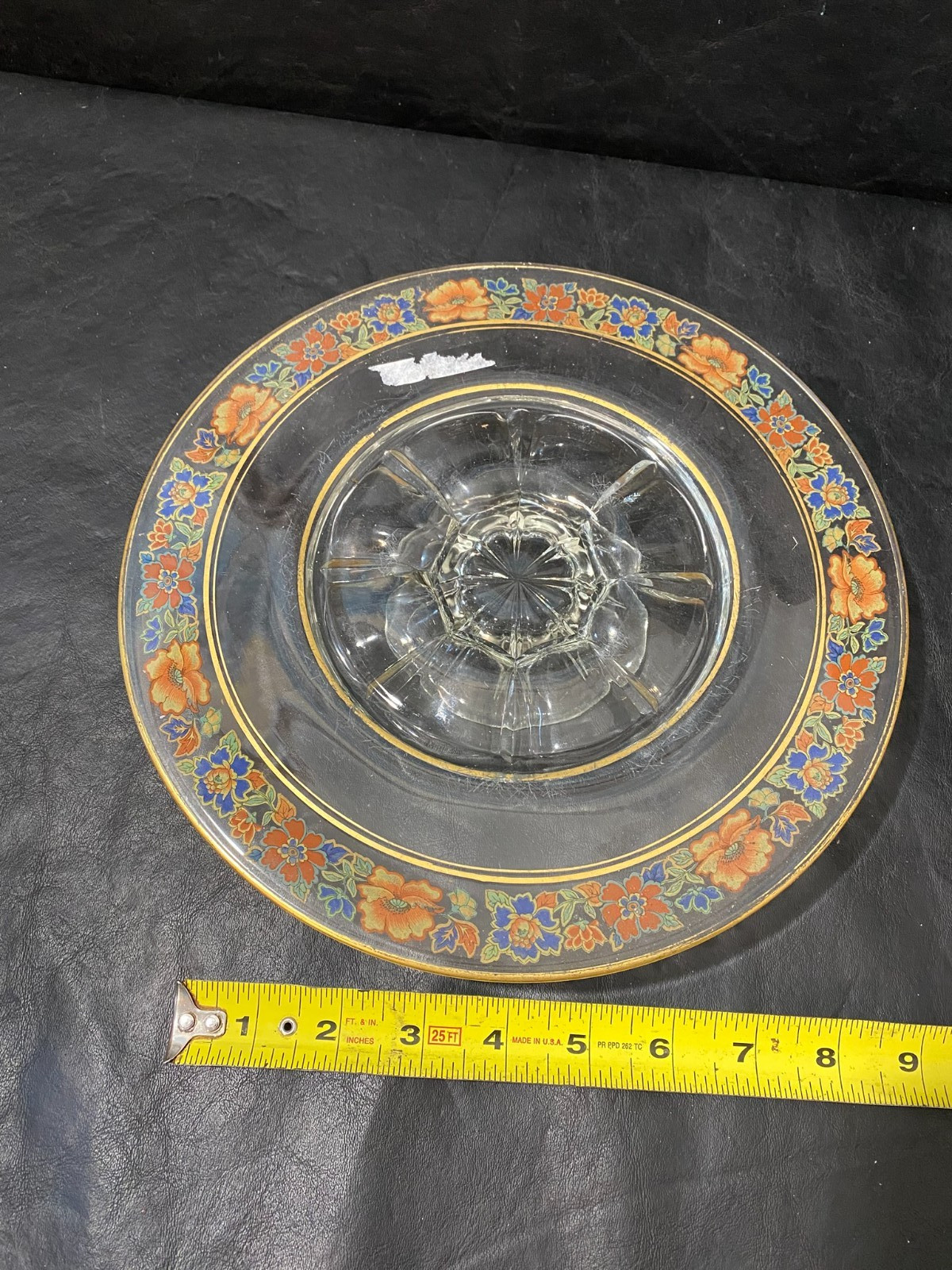 1940s serving bowl & cake plate floral pattern gold trim