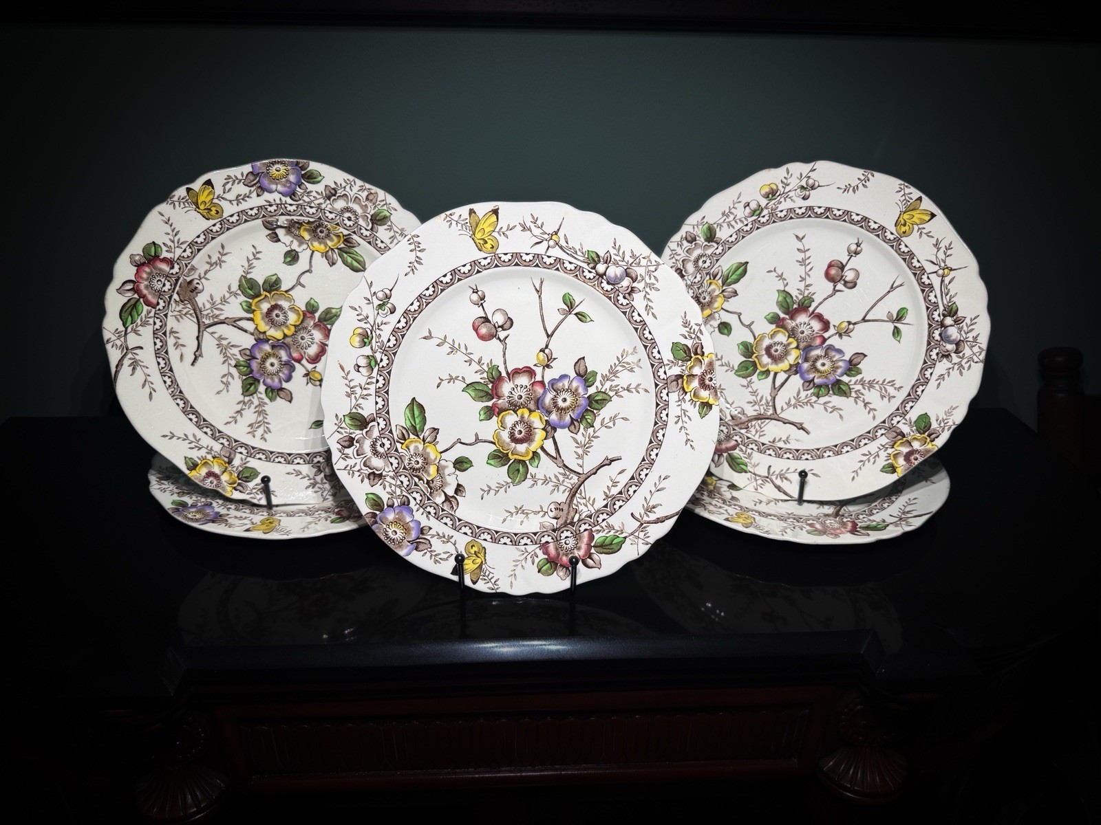 Set of 5 Alfred Meakin Medway Beautiful Dinner Plates Transferware Floral