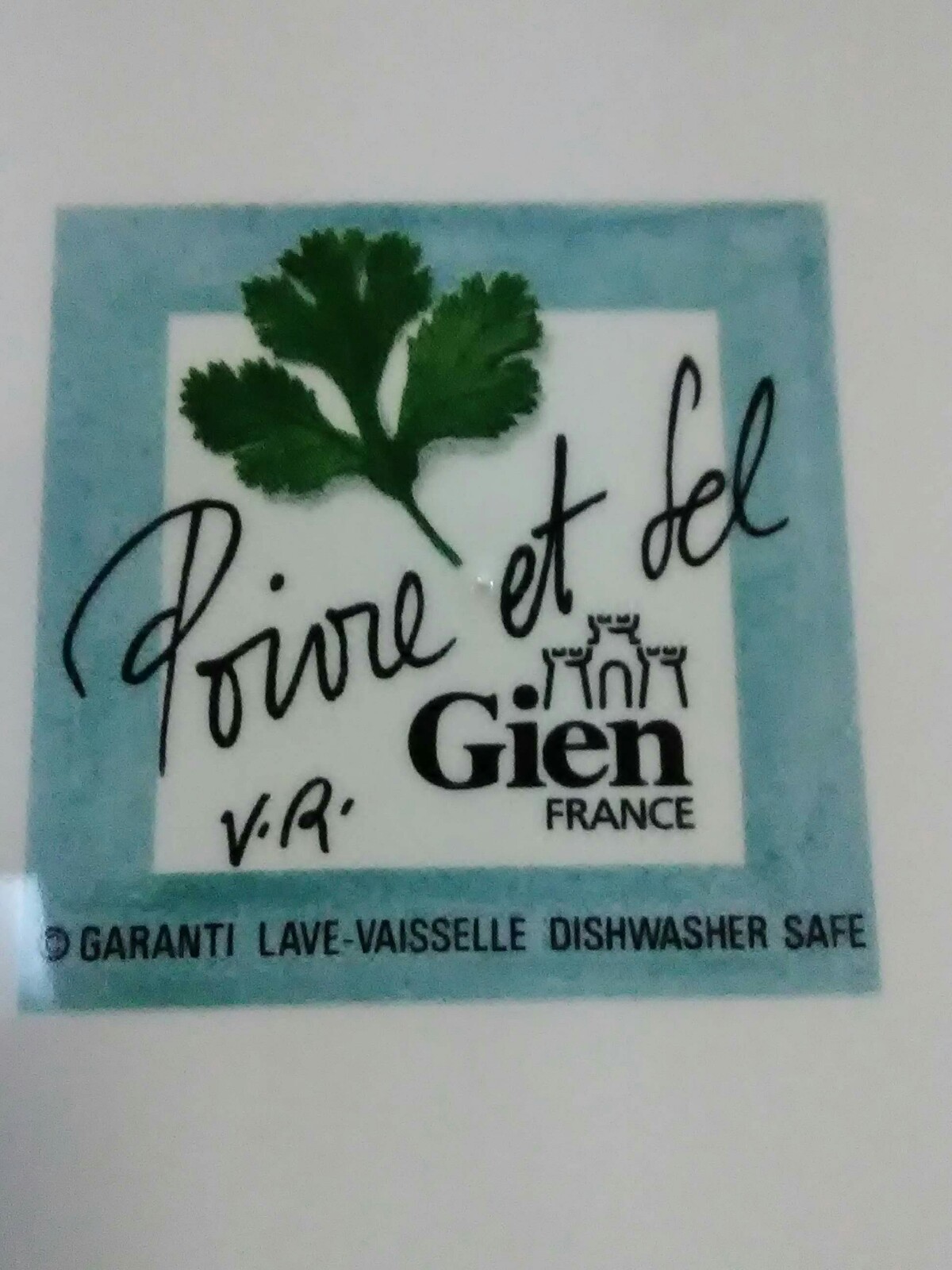 Vtg.Gien Poivre et Sel France Turquoise Border Red Pepper w/Shallots Salad Plate