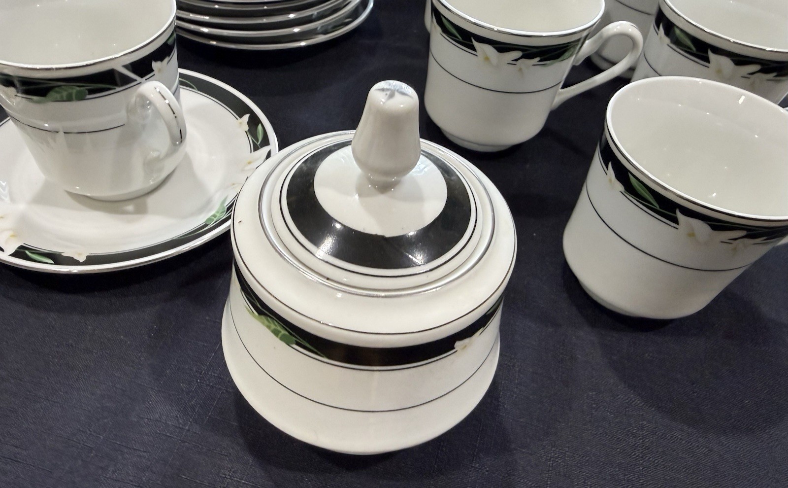 Majesty Black Fantasy China Dinner Service Set 59 Pieces