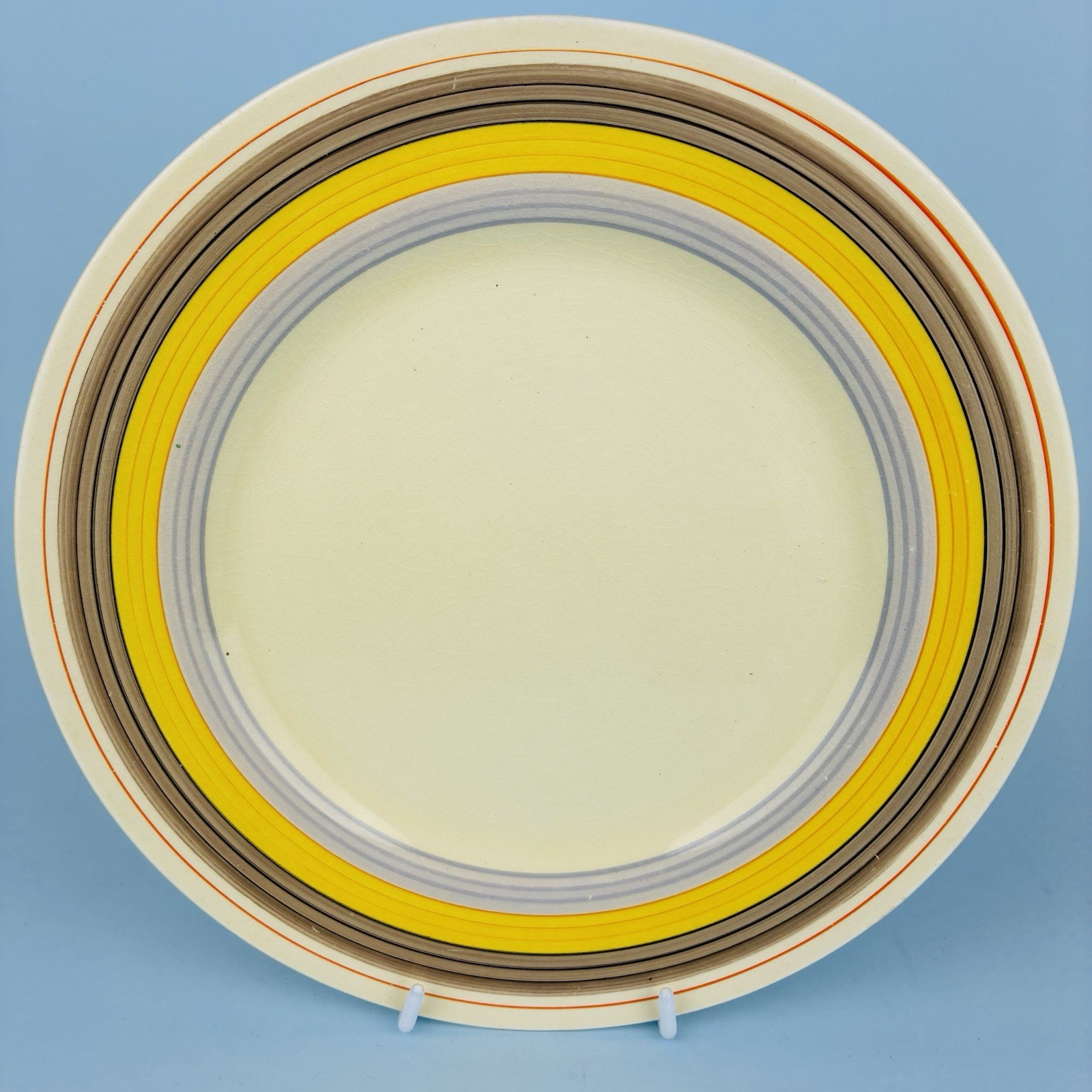 Set of 5 Clarice Cliff Bizarre Hand Painted Banded Dinner Plates – c1934 25.5cm