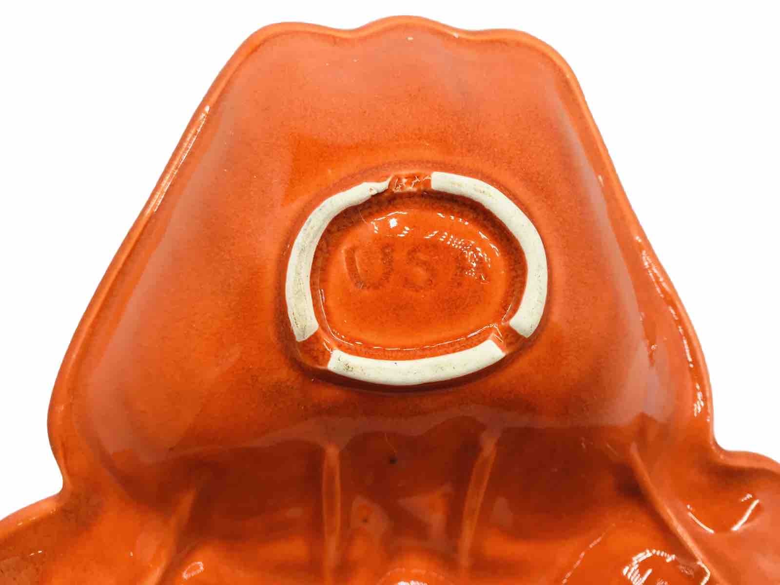 Vintage California Pottery 717 Orange Divided/3 Relish Nut Candy Dish Server MCM