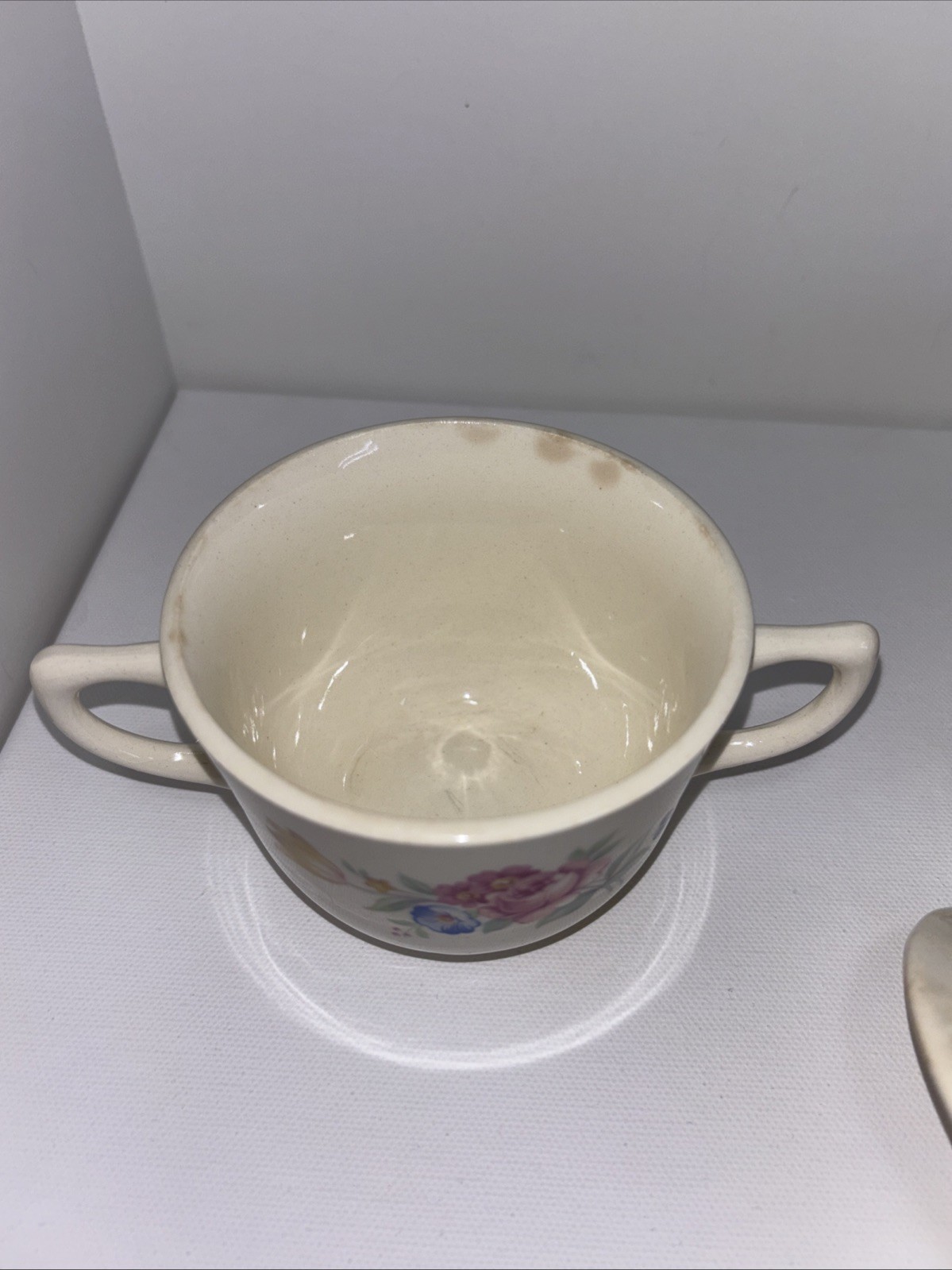 Scio Pottery “Hazel” Floral Pattern Sugar Bowl And Creamer Well Loved Condition