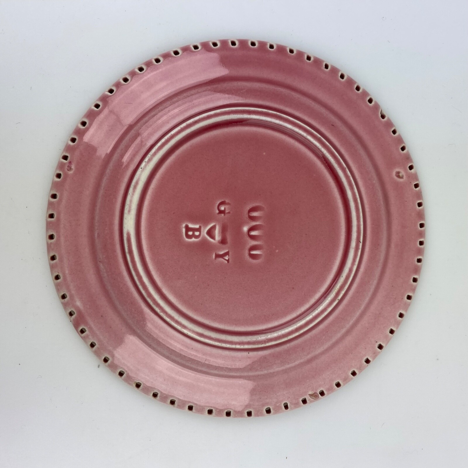 Lot 4 GBY Pink Plates 000 Lace Edge Shield Dessert Salad Decor Vintage Gift