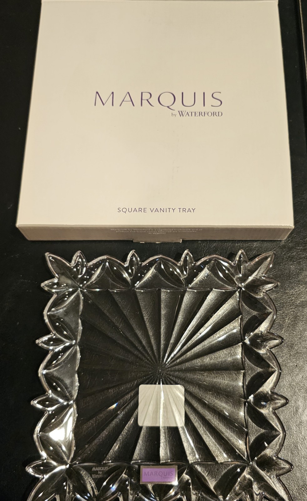 Marquis by Waterford Crystal Square Vanity Tray New in Box Elegant Clear Crystal