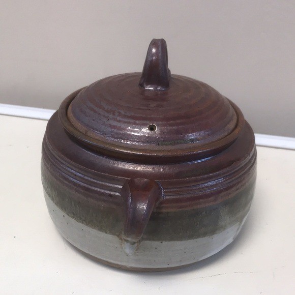 Stoneware Pottery Signed & Stamped Lidded Soup Tureen/Bean Pot