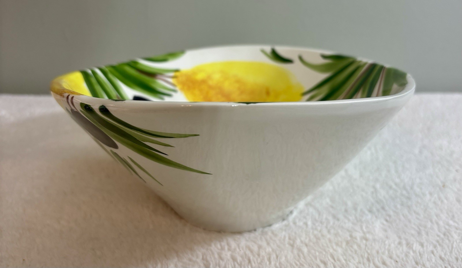Bassano Ceramics 10.5” Hand Painted Asymmetrical Ceramic Bowl. Made In Italy.