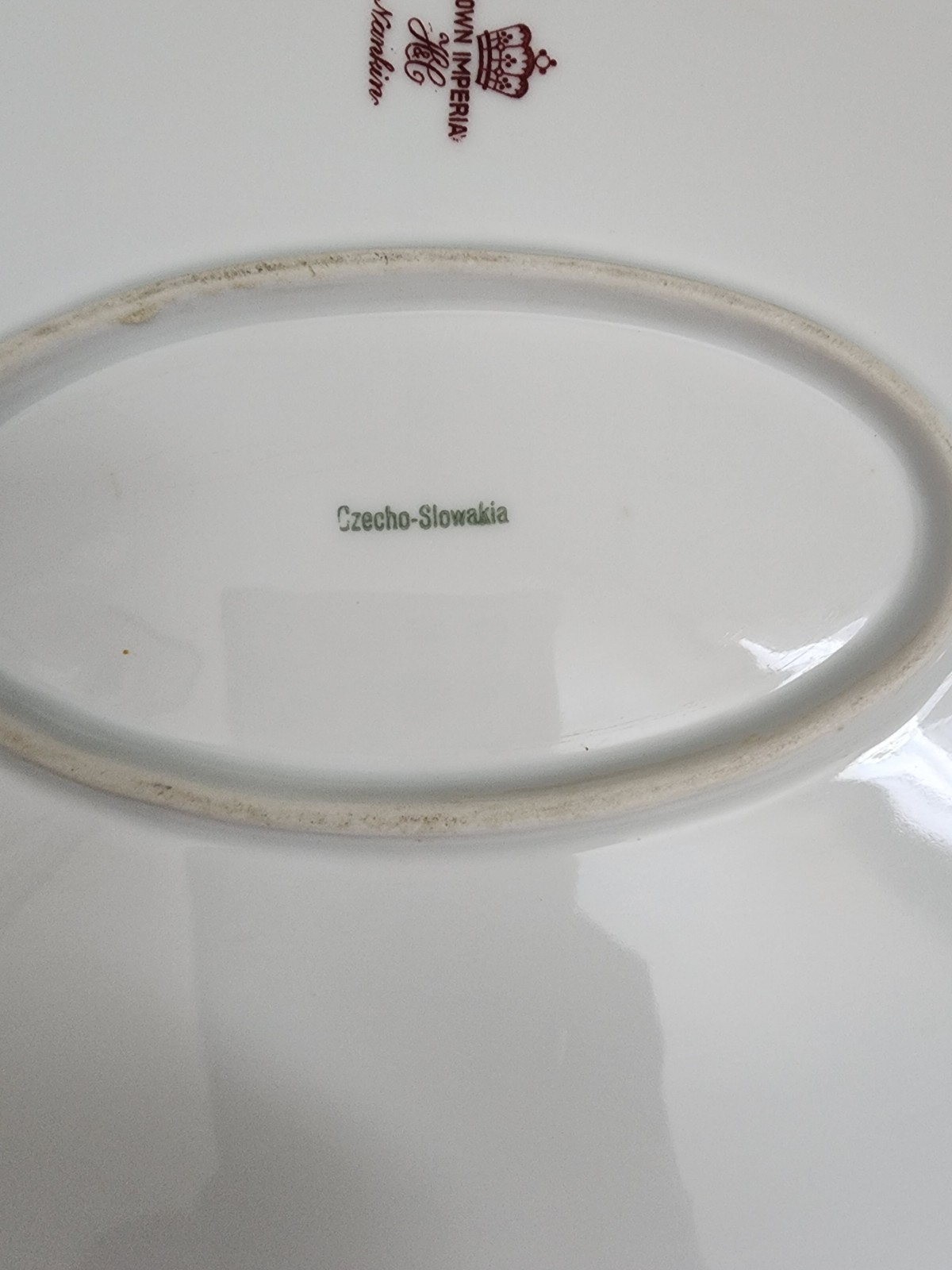 Crown Imperia Nankin Floral Oval Platter Porcelain 16×11 in Czecho-Slovakia