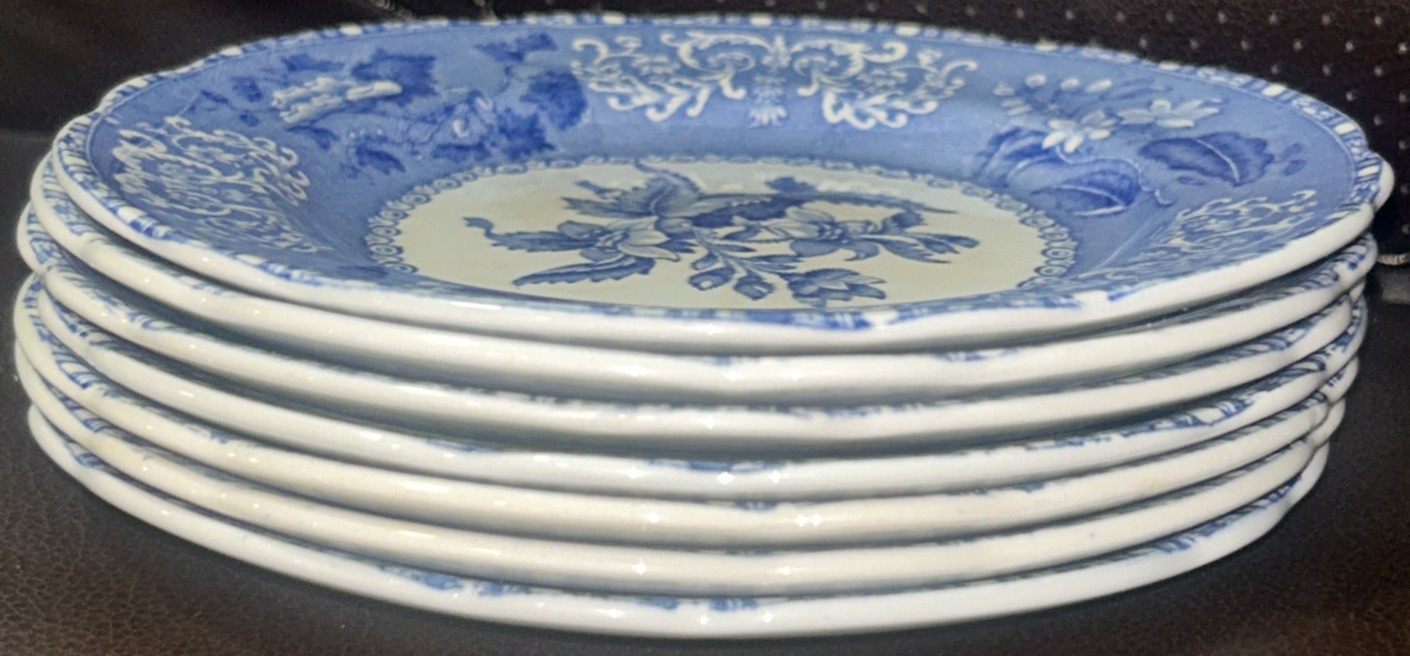Vintage Copeland Spode Blue Camilla 6 1/4″ Bread and Butter Plates Set Of 6 +1