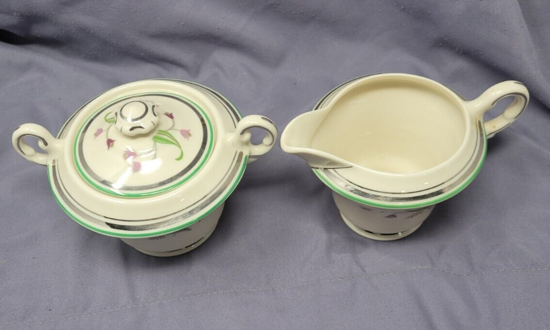 Syracuse China Coralbel Sugar Bowl and Creamer