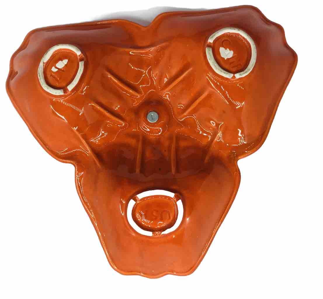 Vintage California Pottery 717 Orange Divided/3 Relish Nut Candy Dish Server MCM