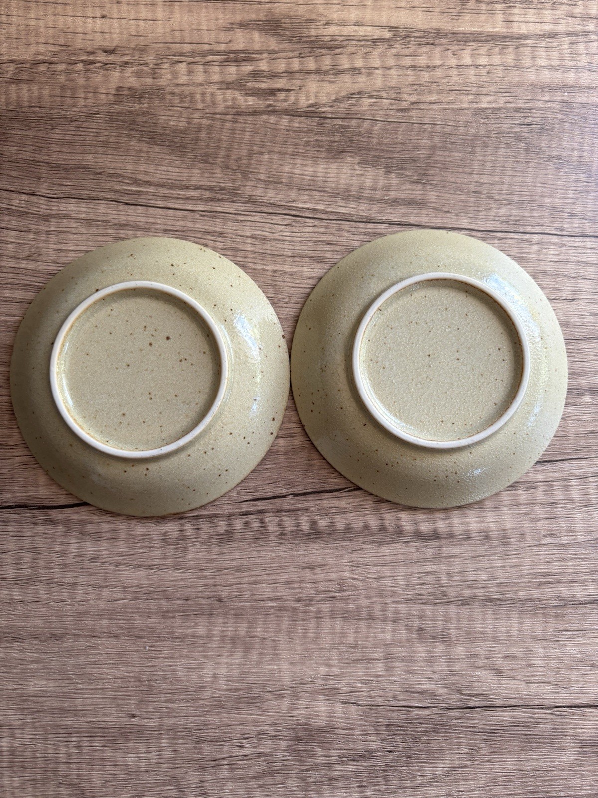 Handmade Stoneware Trinket Dishes Set of 2 Beige Brown Red Green Yellow 5in