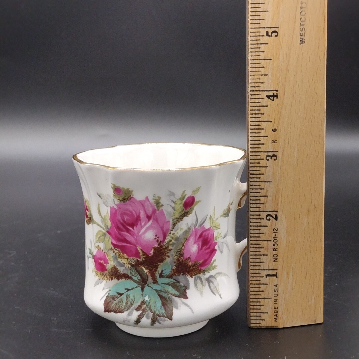 VTG Hammersley Bone China Grand Mother’s Rose Coffee Pot & 2 Flat Cups Gold Trim