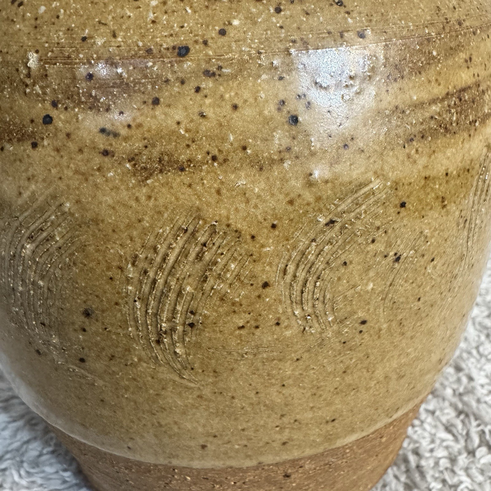 Vintage Studio Pottery Lidded Jar – Hand Thrown – Earth Tone Drip Glaze – Rustic