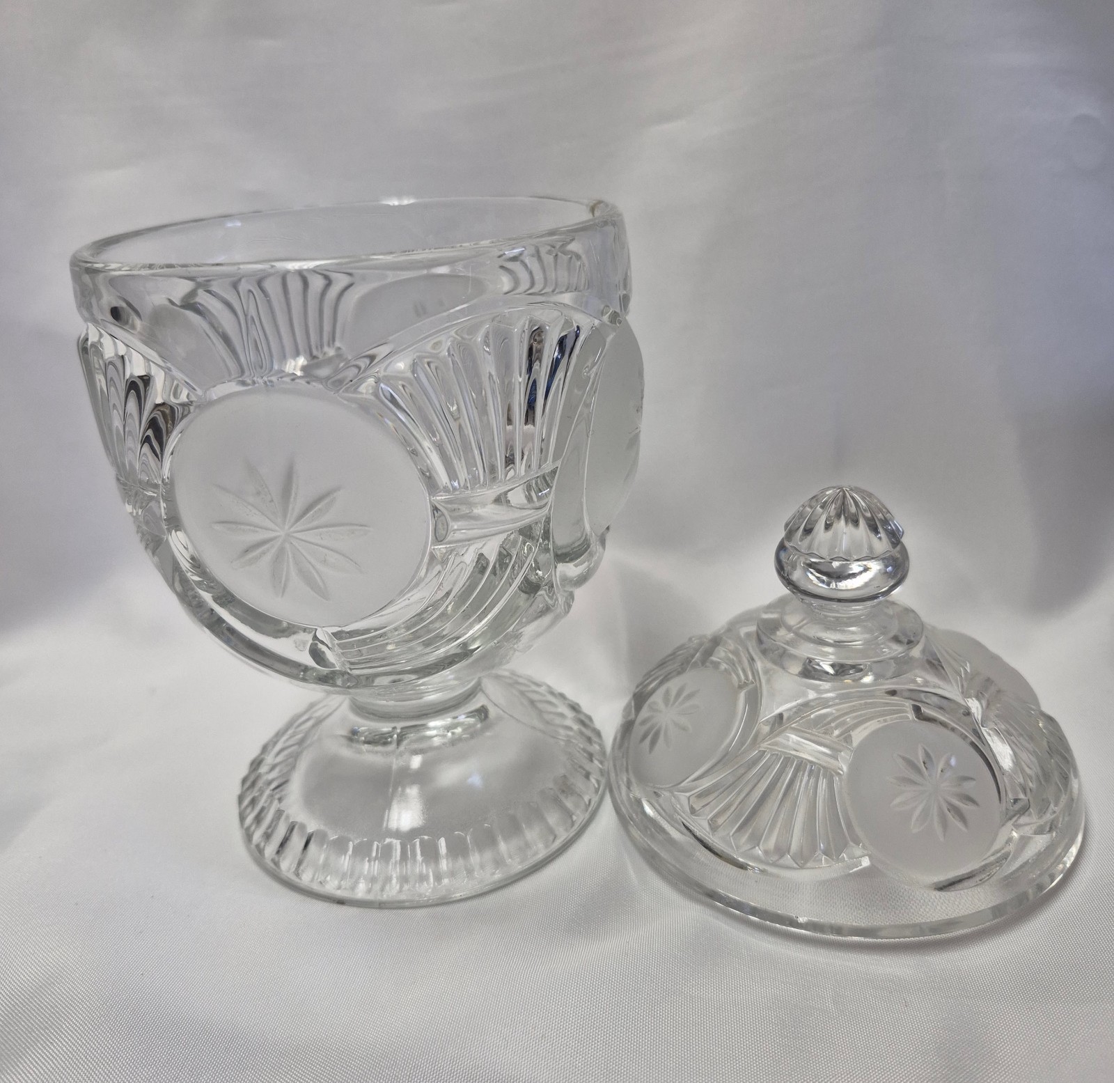 Frosted Circle Covered Sugar Bowl Bryce Bros. Pattern Glass