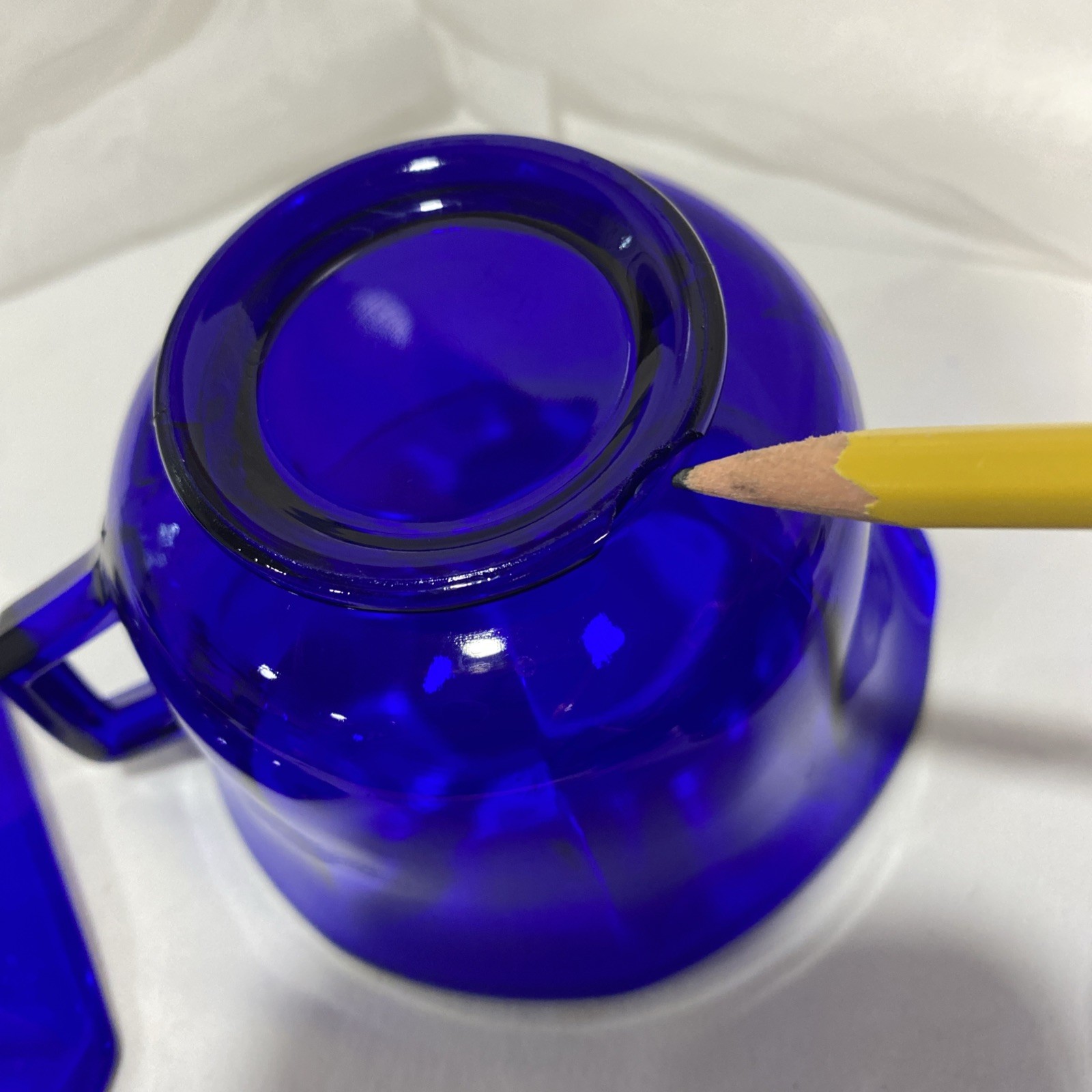 VTG Beautiful Cobalt Blue Cup And Saucer With Creamer Octagon Shape (Extra Cup)