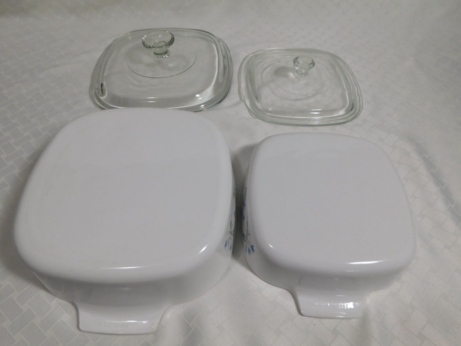 Set of 2 Vintage Corning Blue Dusk Casserole Baking Dishes with Lids, 1L &2L