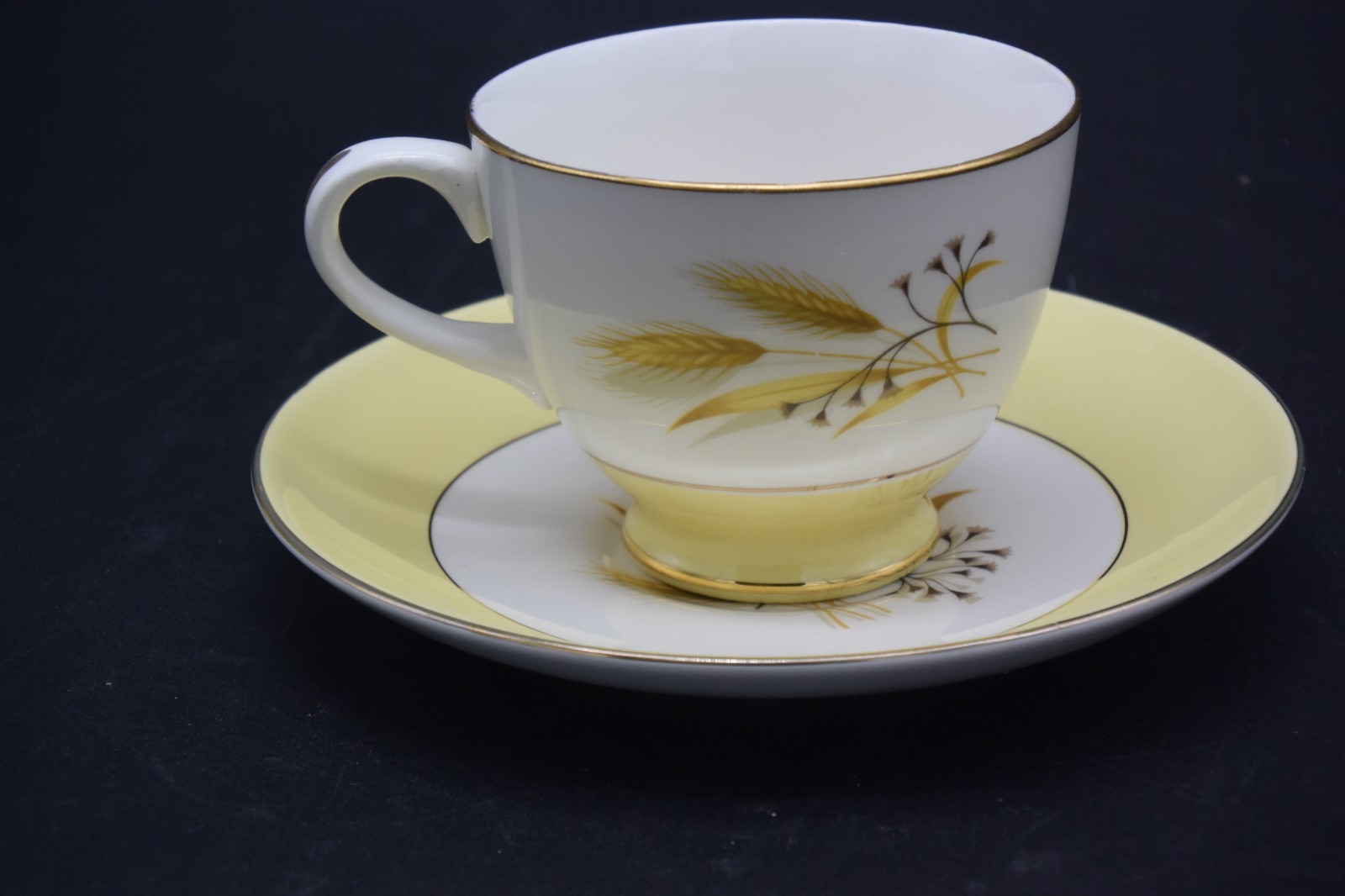 4 Vintage Century Service Co Autumn Gold Cups Saucers Set Wheat Yellow MCM USA