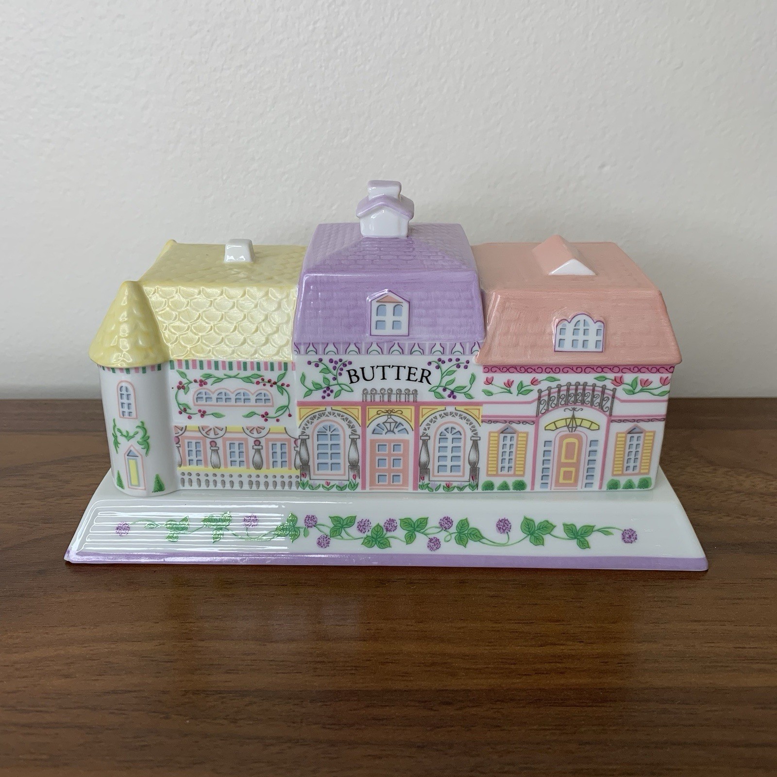 Lenox 1994 Spice Village Butter Dish Victorian Home Design Fine Porcelain