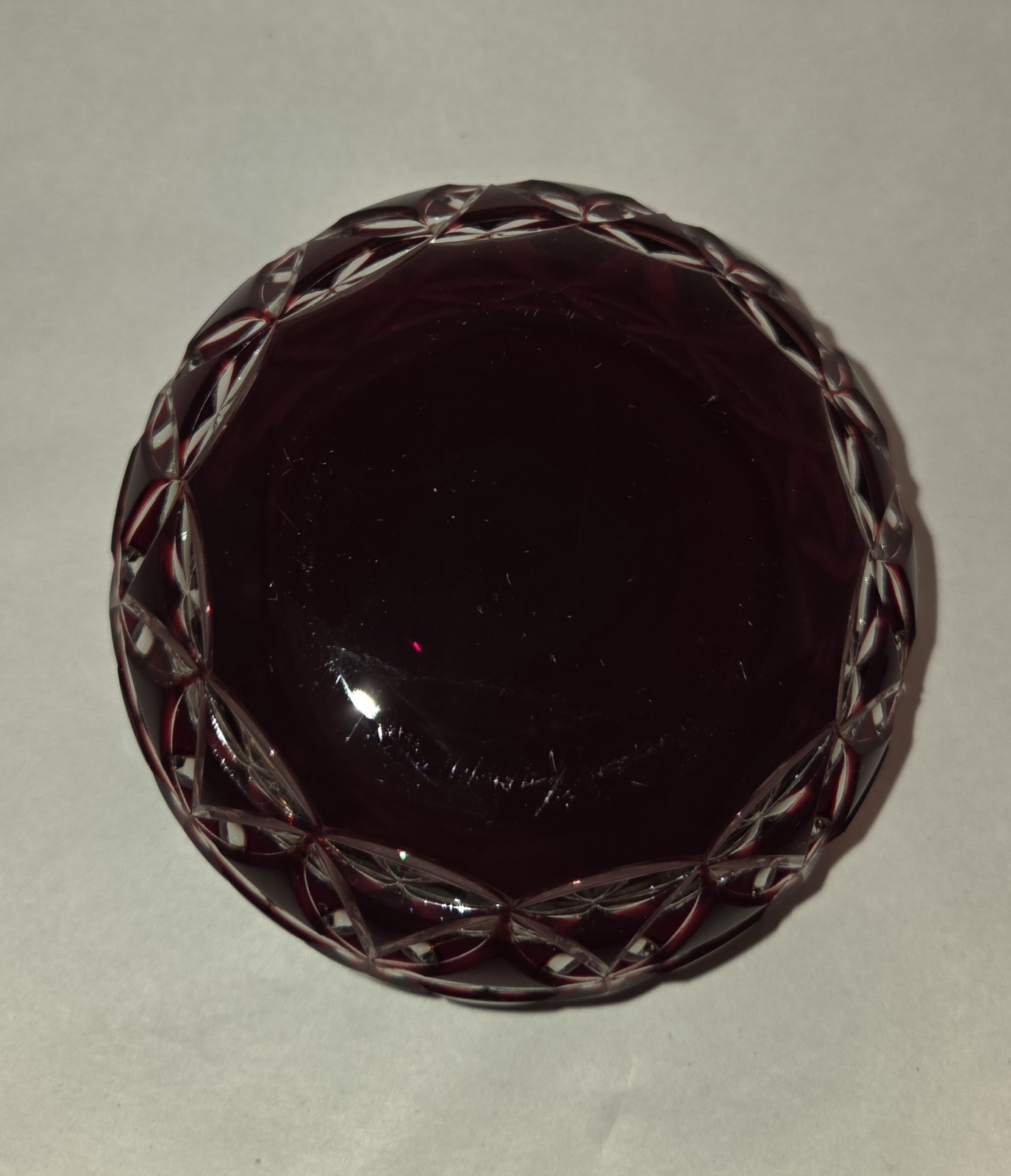 Ruby Red Crystal Bowl Cut To Clear Small Serving Side Dish Candy