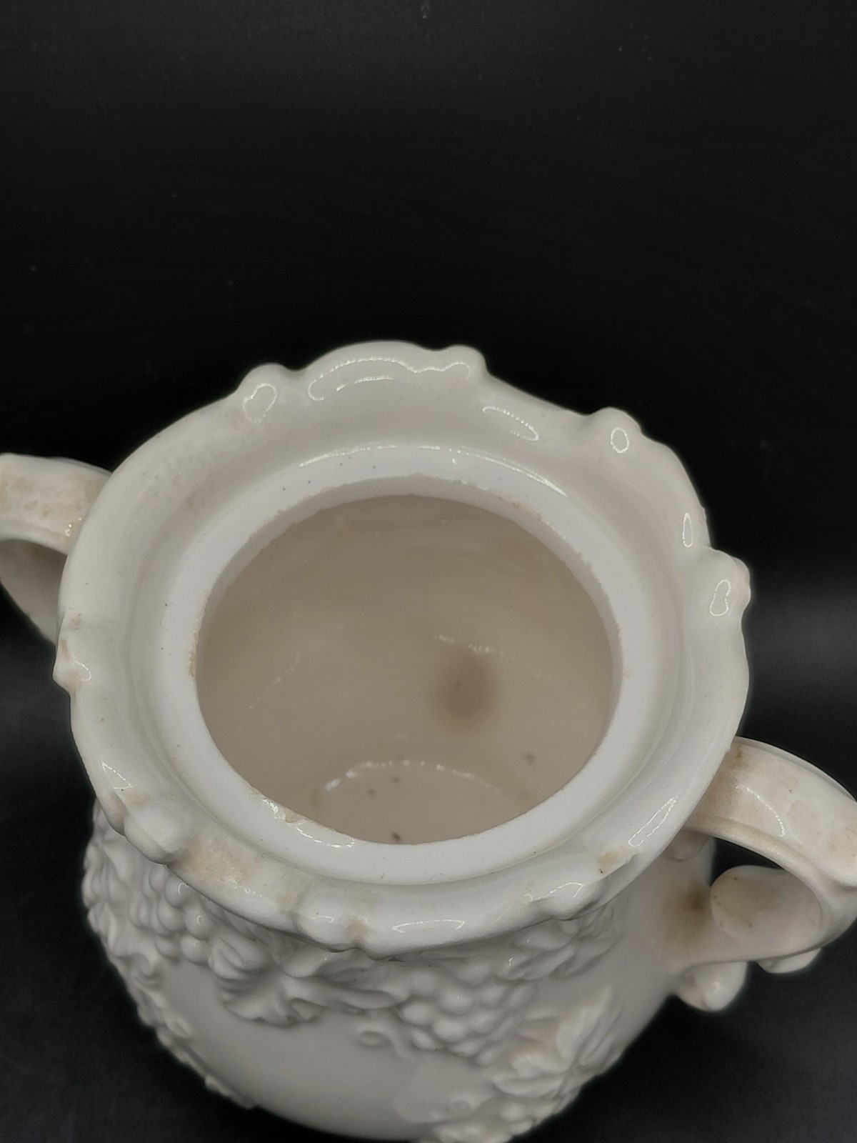 Vintage Indiana Glass Harvest Grape White Milk Sugar & Creamer Pair Mid Century