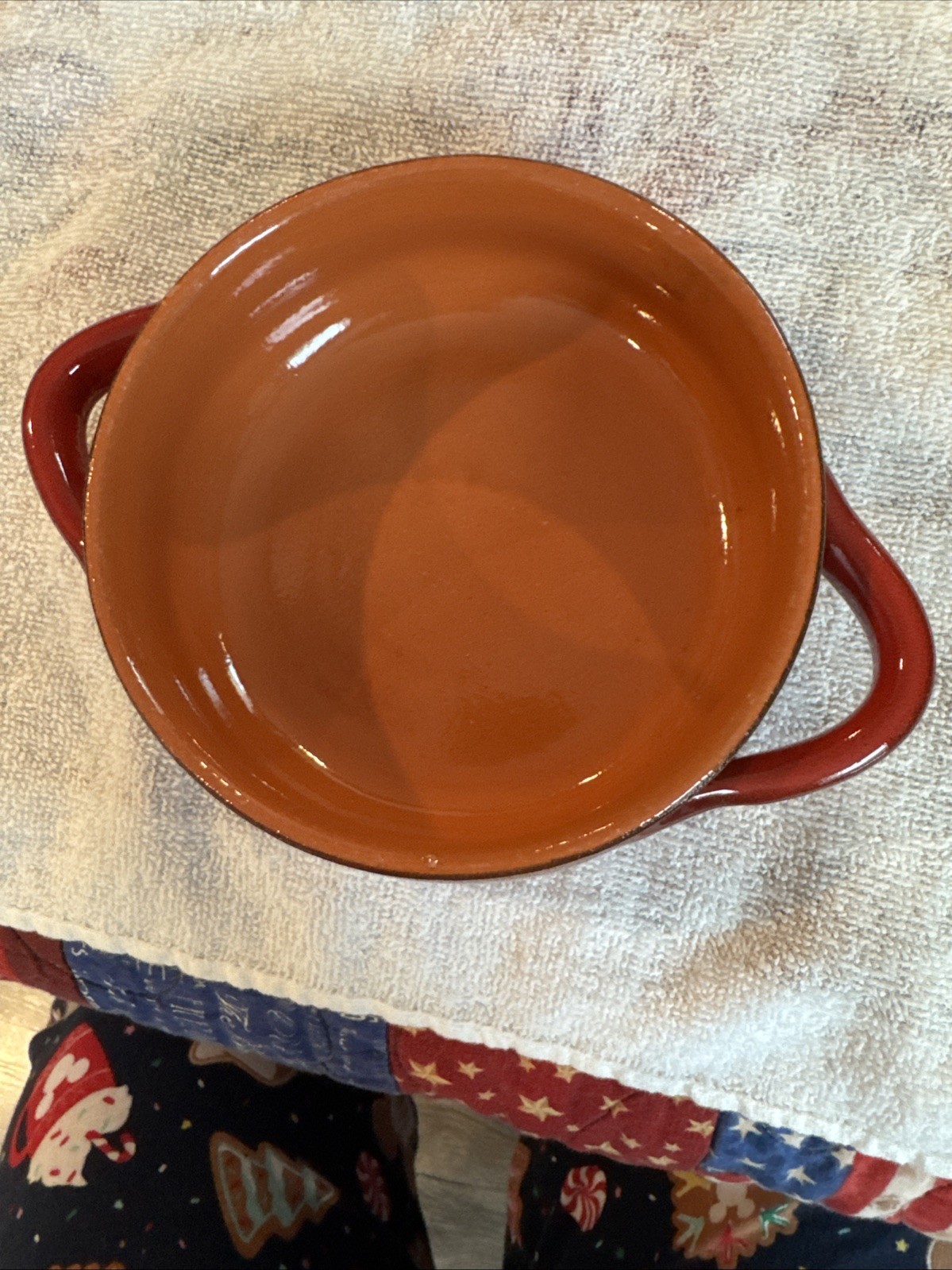 Small Red Orange Handled Soup Bowl Terracotta Made In Italy