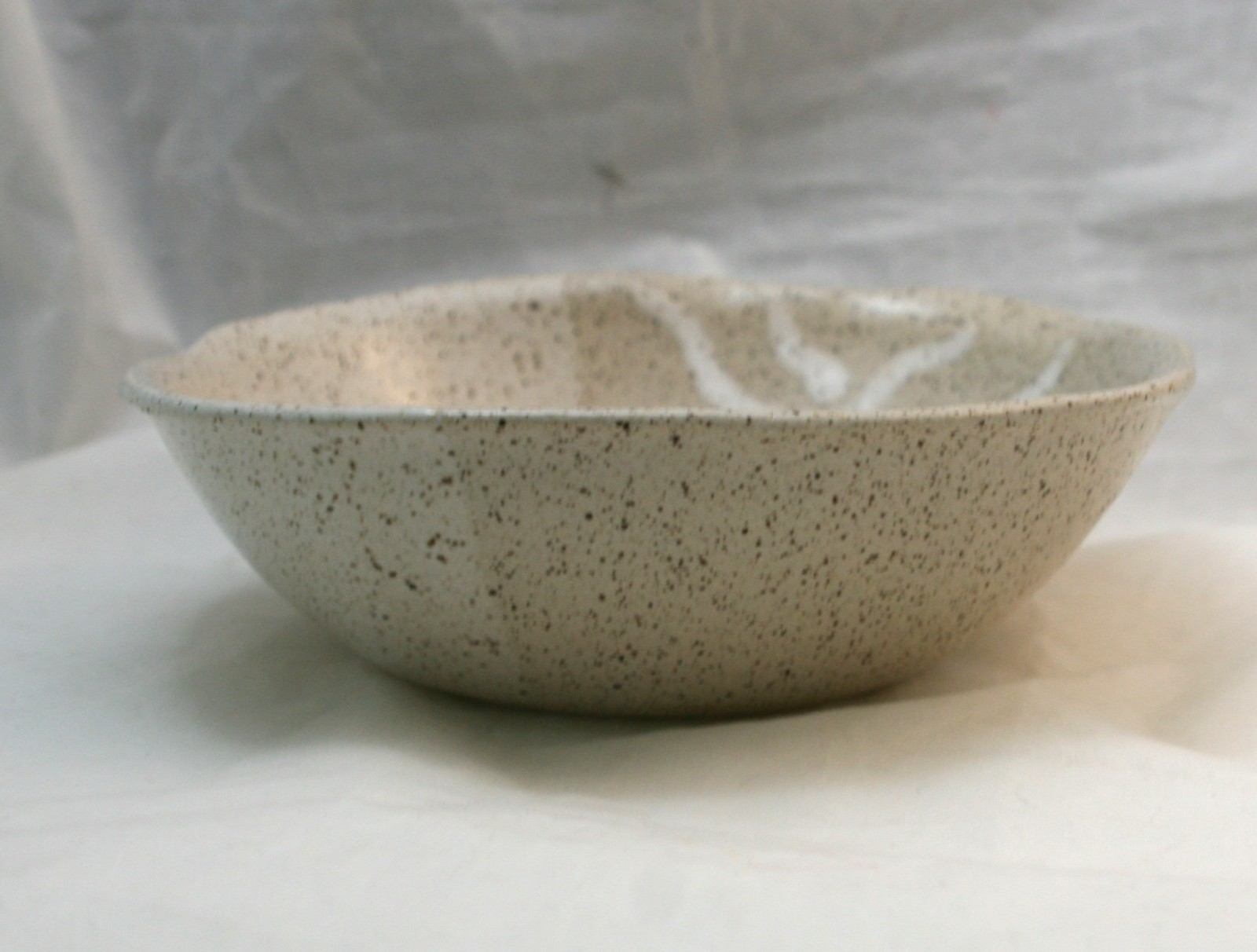 Studio Art Pottery Bowl Asymmetrical Square Abstract Speckled Stoneware Signed